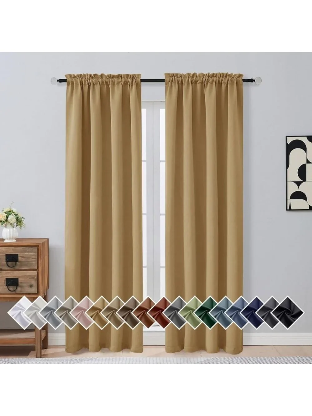 Elegant Gold Blackout Curtains Set - 84